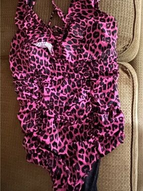 torrid Black and Hot Pink Leopard One-Piece Swim